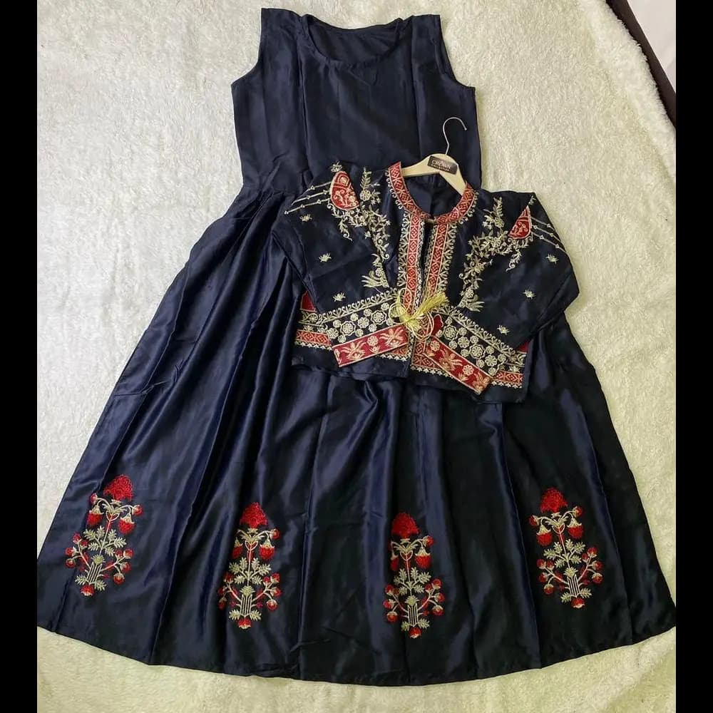 2 Pcs Women's Stitched Shamoz Silk Embroidered Maxi